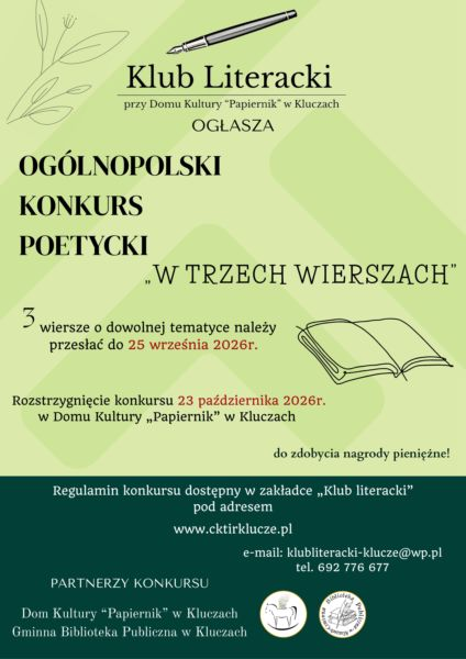 2026-09-25 Ogólnopolski konkurs poetycki „W trzech wierszach”